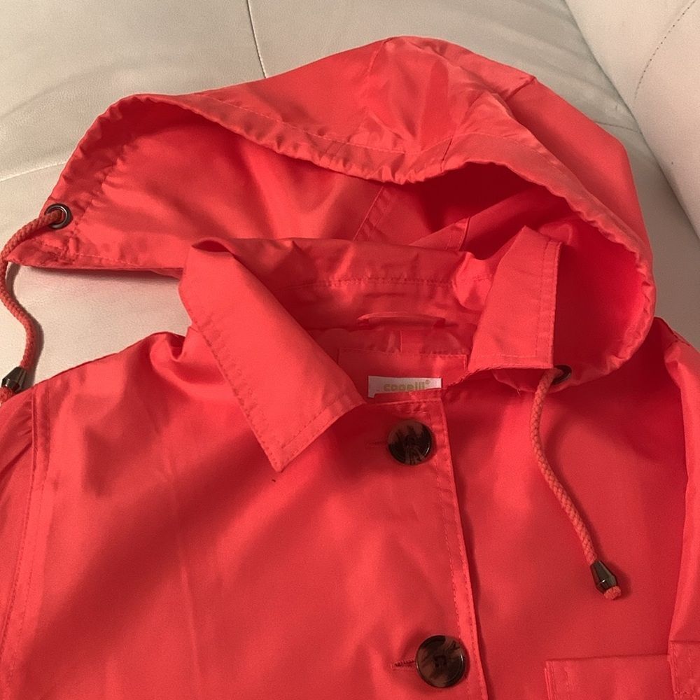 Capelli of NY Long Raincoat Jacket Collar Hood Belt Women’s Size Small - Picture 8 of 10